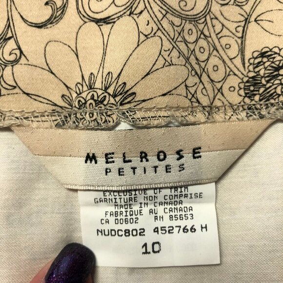 Melrose Petites Beige with Floral Outline Patterns Skirt Size 10 - Picture 2 of 6